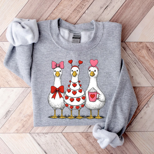 Love Goose Valentine's Day Sweatshirt - Sport Grey