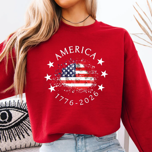 AMERICA 4th of July Sweatshirt - Red