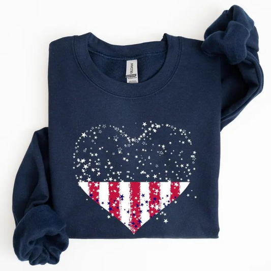 USA Heart 4th of July Sweatshirt - Navy