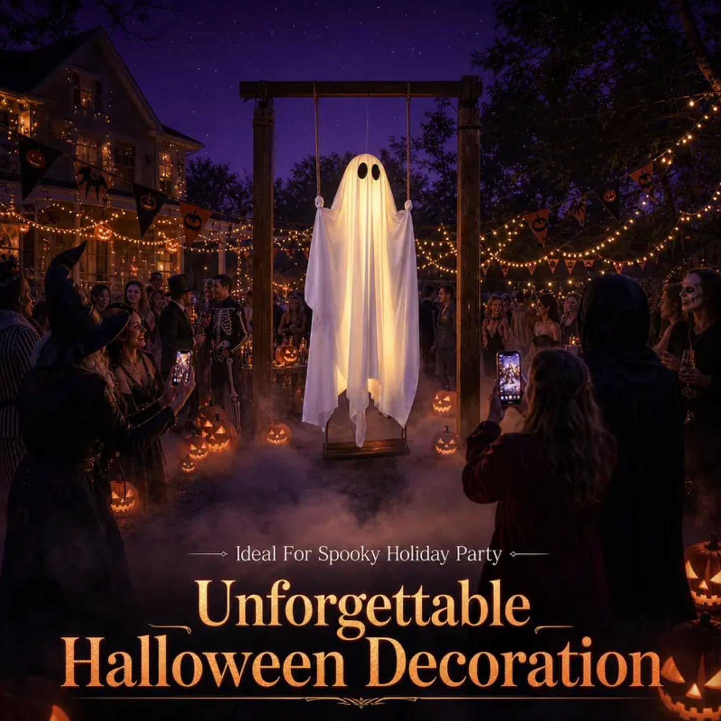 Light-Up Swinging Ghost Halloween Decoration