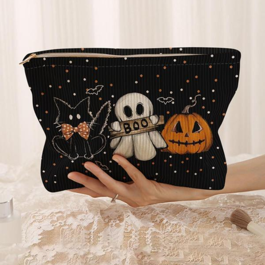 Cat & Ghost & Pumpkin Pattern Halloween Makeup Bag