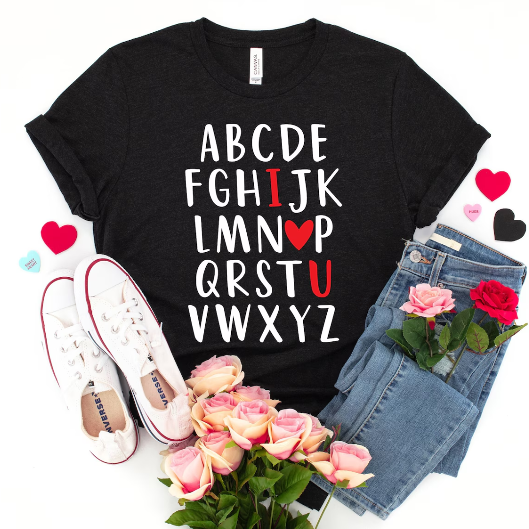 Alphabetic Valentine's Day Shirt - Black