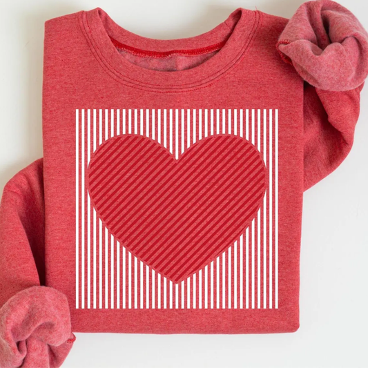 Heart Valentine's Day Sweatshirt - Heather Red