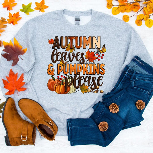 Autumn Leaves Pumpkins Please Sweatshirt