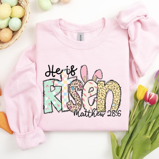 He is Risen Easter Sweatshirt - Light Pink