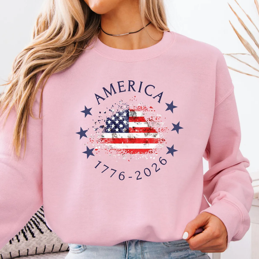 AMERICA 4th of July Sweatshirt - Light Pink