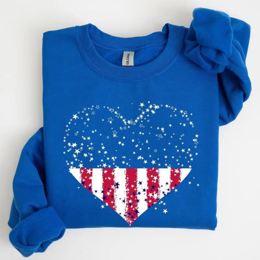 USA Heart 4th of July Sweatshirt - Classic Blue