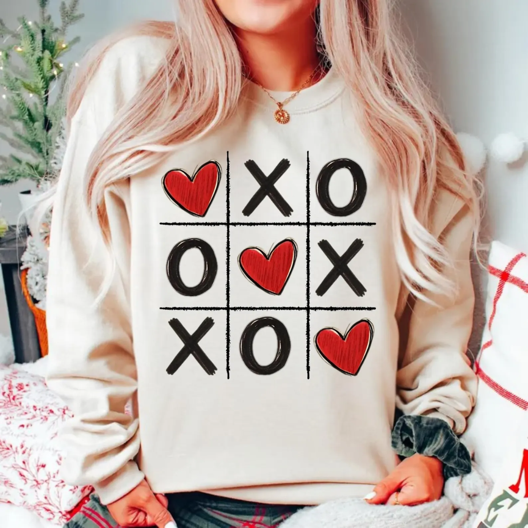 XoXo Hearts Valentine's Day Sweatshirt - Sand