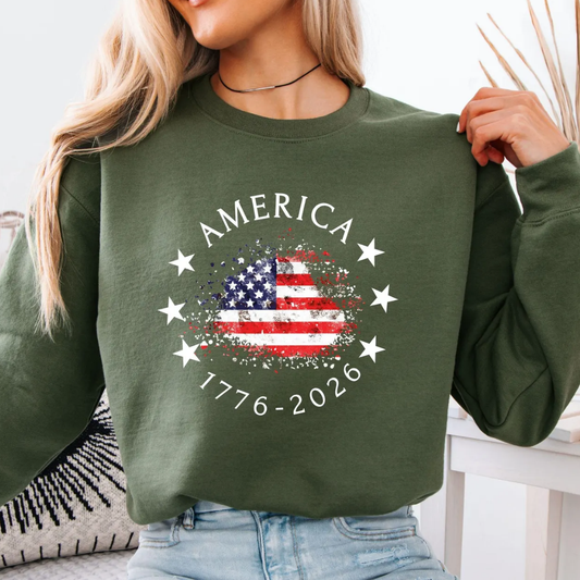 AMERICA 4th of July Sweatshirt - Forest Green