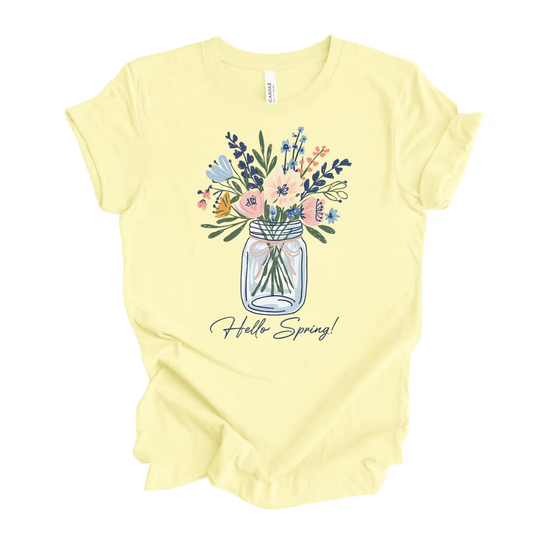 Floral Hello Spring Shirt - Yellow