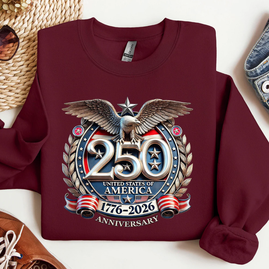 250 Years 4th of July Sweatshirt - Dark Red