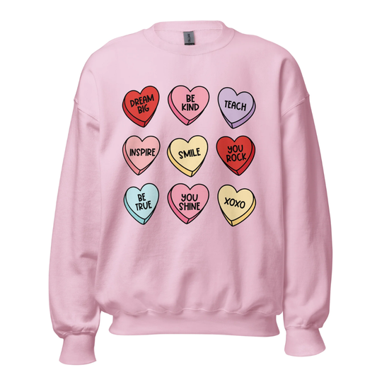 Teacher's Valentine's Day Sweatshirt - Light Pink