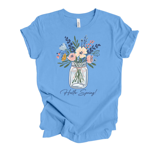 Floral Hello Spring Shirt - Blue