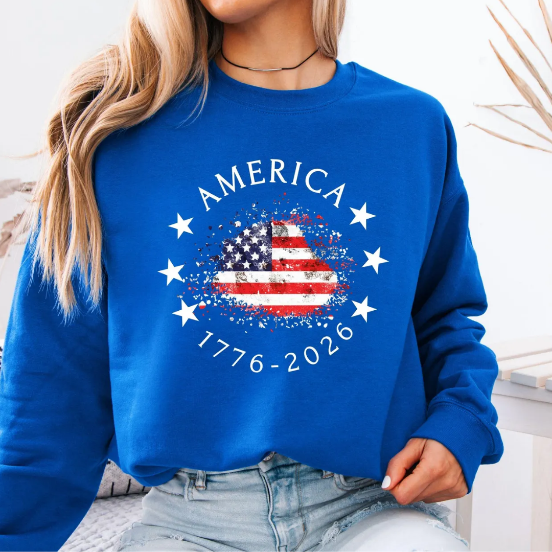 AMERICA 4th of July Sweatshirt - Regular Blue
