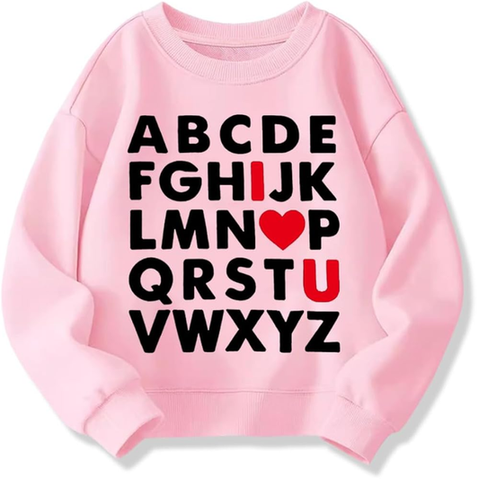 Alphabetic Valentine's Day Sweatshirt - Light Pink