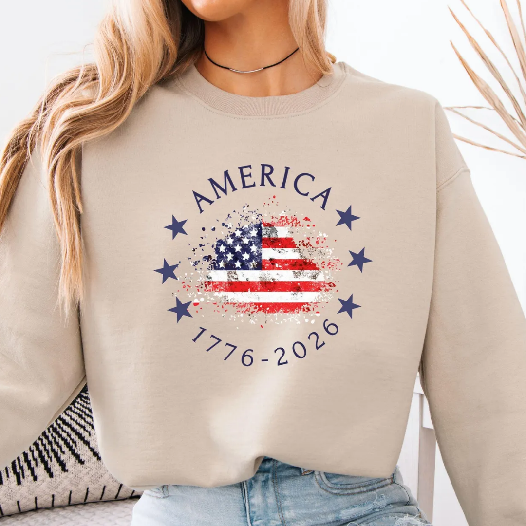 AMERICA 4th of July Sweatshirt - Sand