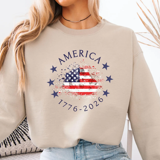 AMERICA 4th of July Sweatshirt - Sand