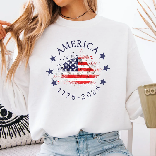 AMERICA 4th of July Sweatshirt - White