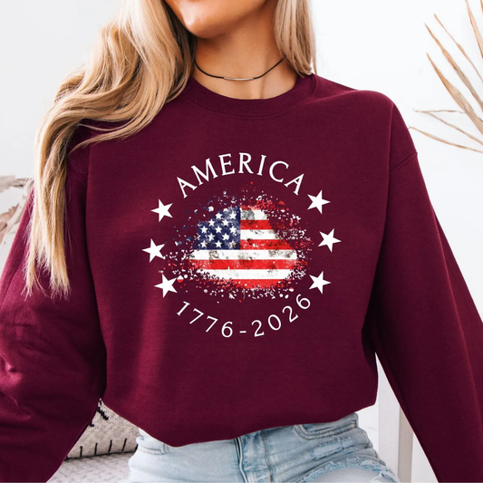 AMERICA 4th of July Sweatshirt - Maroon