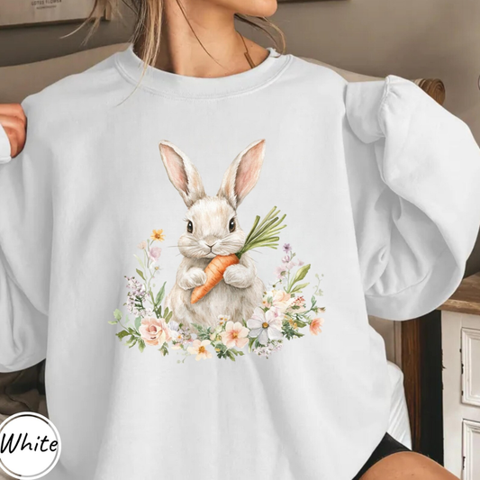 Cute Bunny Easter Sweatshirt - White