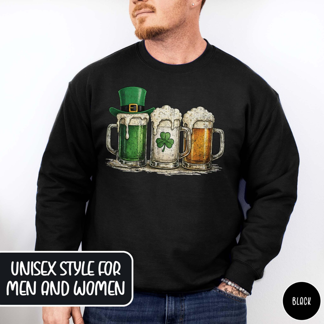 Irish Mugs St Patrick's Day Sweatshirt - Black