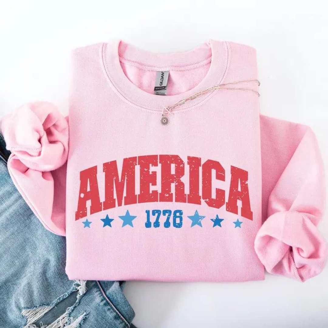 AMERICA 1776 Sweatshirt - Light Pink