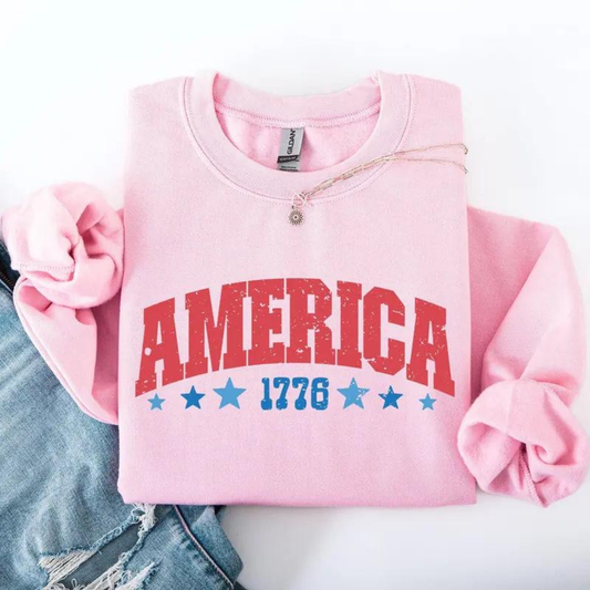 AMERICA 1776 Sweatshirt - Light Pink