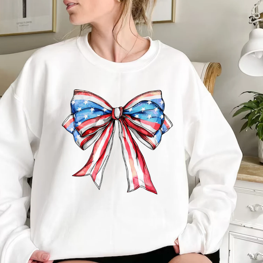 USA Bow 4th of July Sweatshirt - White