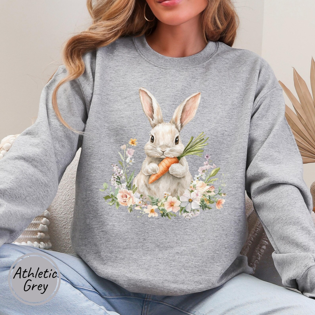 Cute Bunny Easter Sweatshirt - Sport Grey