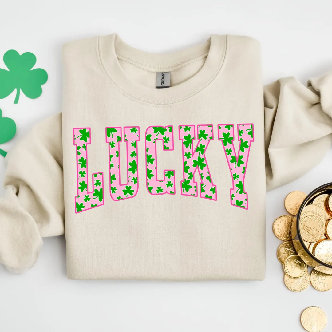 Lucky St Patrick's Day Sweatshirt - Sandstone