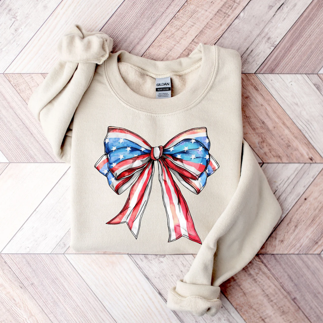 USA Bow 4th of July Sweatshirt - Sand