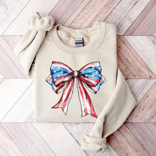 USA Bow 4th of July Sweatshirt - Sand