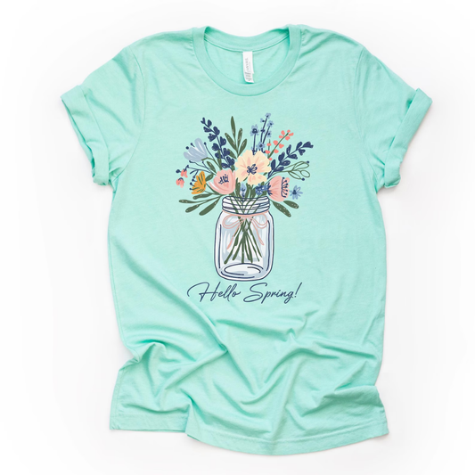 Floral Hello Spring Shirt - Teal
