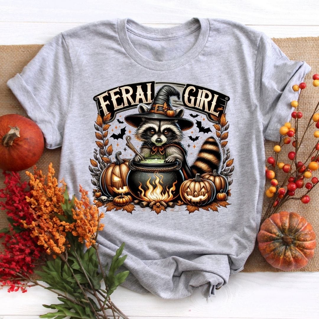 Feral Girl Raccoon Fall Shirt