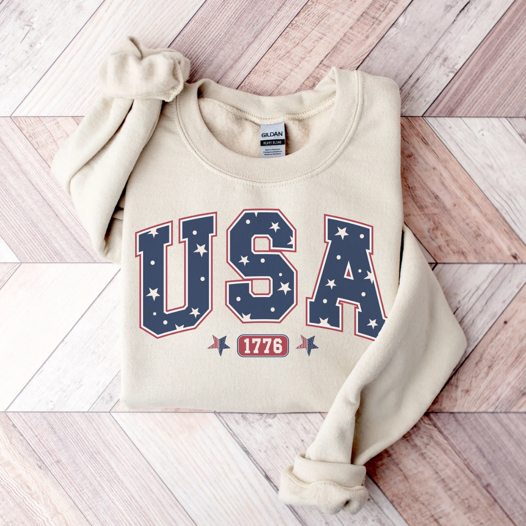 USA 4th of July Sweatshirt - Sand