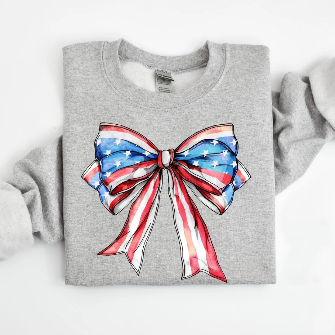 USA Bow 4th of July Sweatshirt - Ash