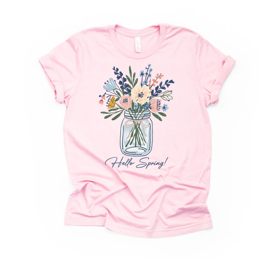 Floral Hello Spring Shirt - Light Pink