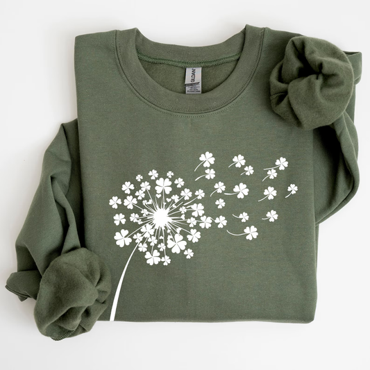 Dandelion St Patrick's Day Sweatshirt - Military Green