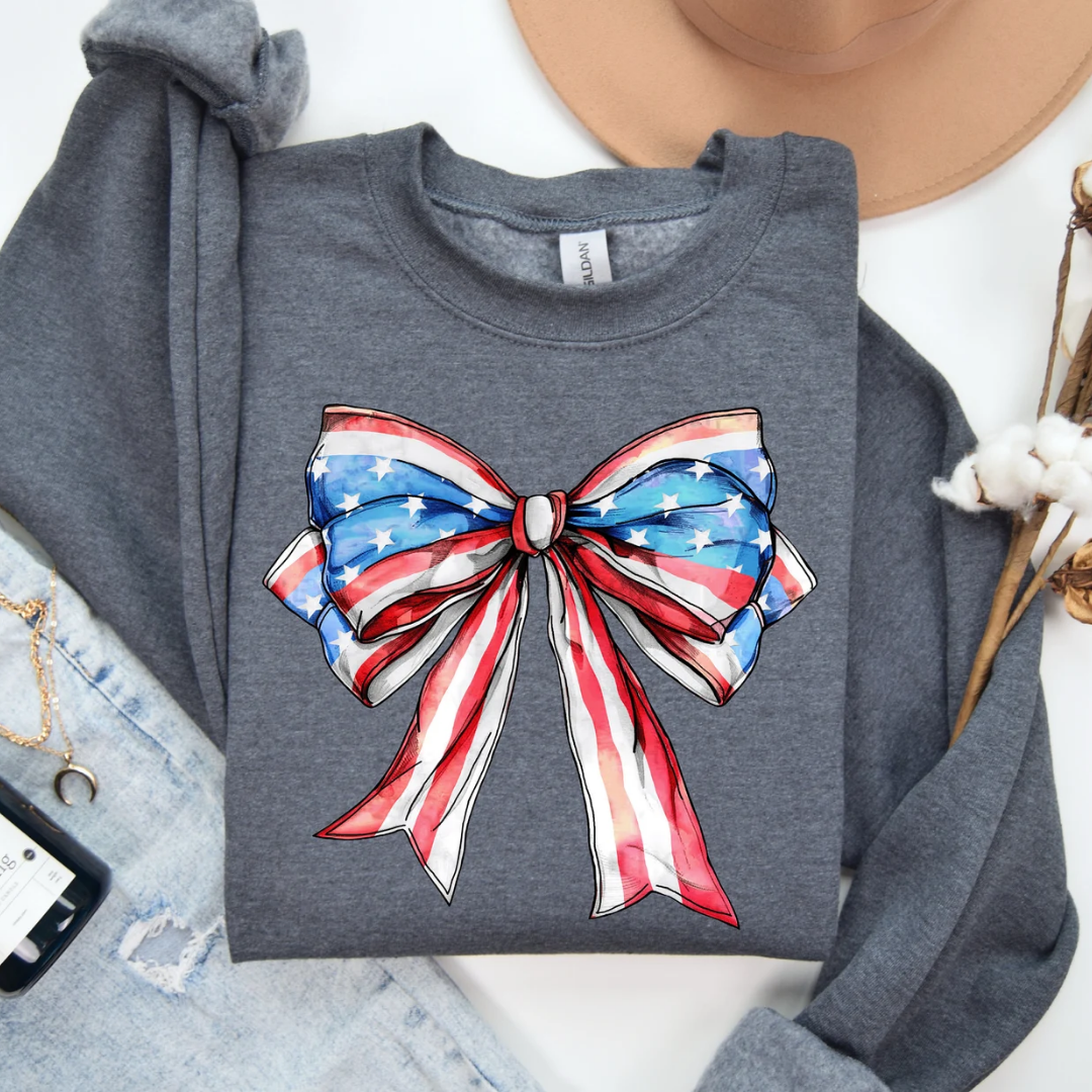 USA Bow 4th of July Sweatshirt - Heather