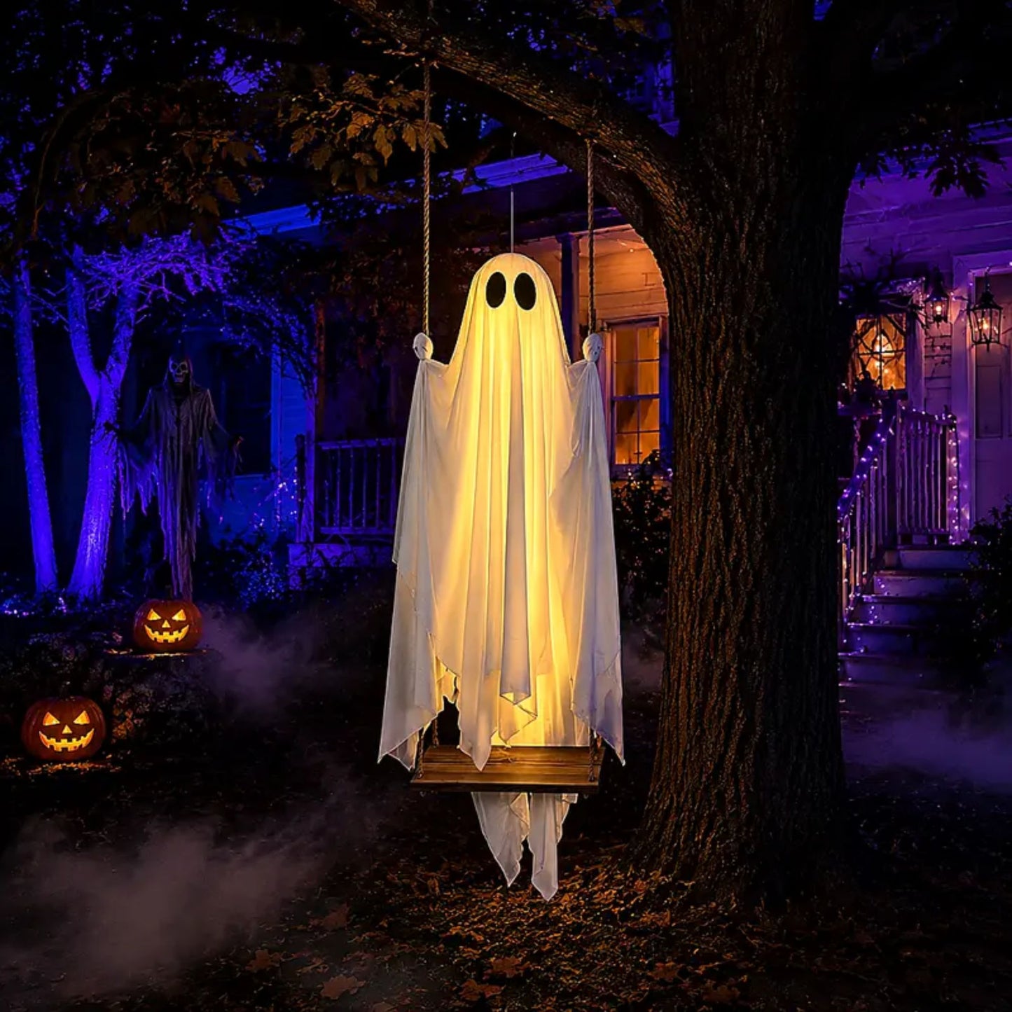 Light-Up Swinging Ghost Halloween Decoration