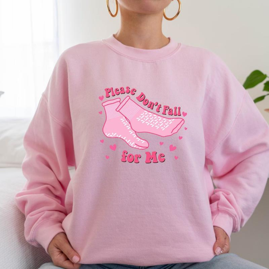 Don't Fall for Me Valentine's Day Sweatshirt - Light Pink