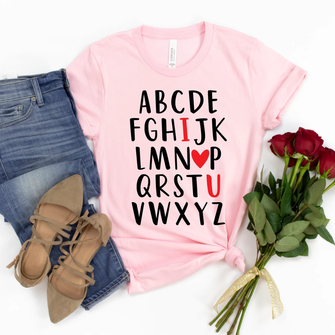 Alphabetic Valentine's Day Shirt - Light Pink