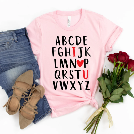 Alphabetic Valentine's Day Shirt - Light Pink