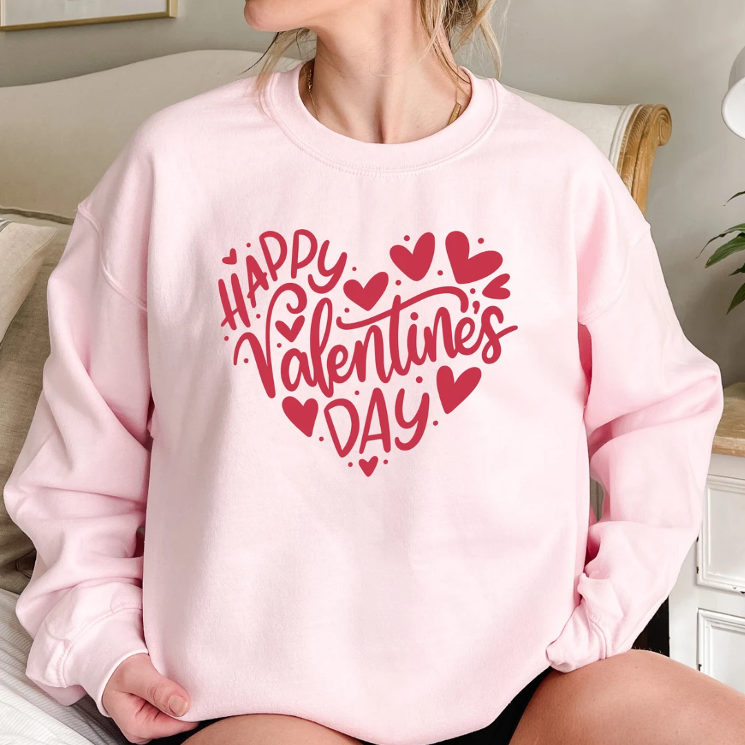 Happy Valentine's Day Sweatshirt - Light Pink