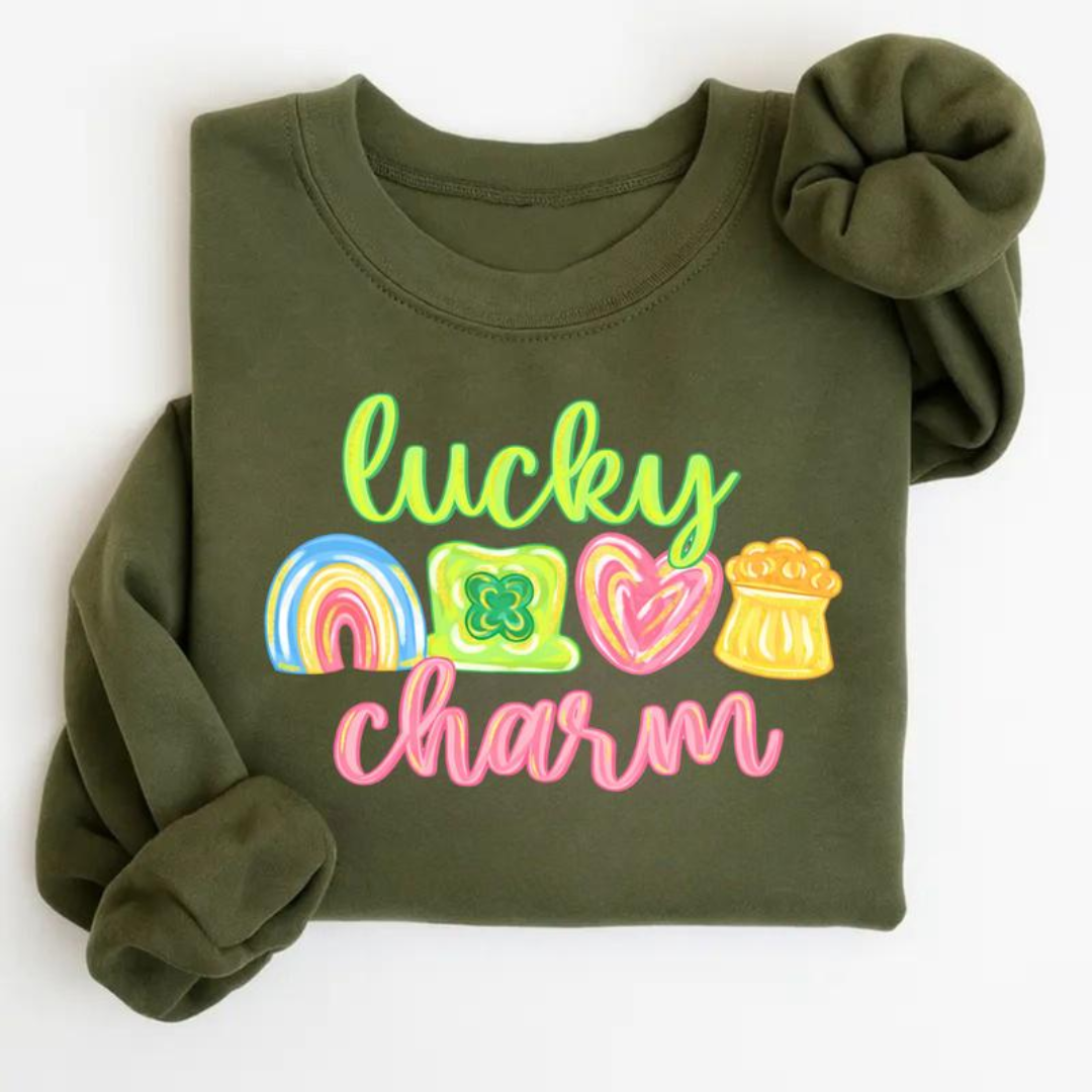 Lucky Charm St Patrick's Day Sweatshirt - Military Green