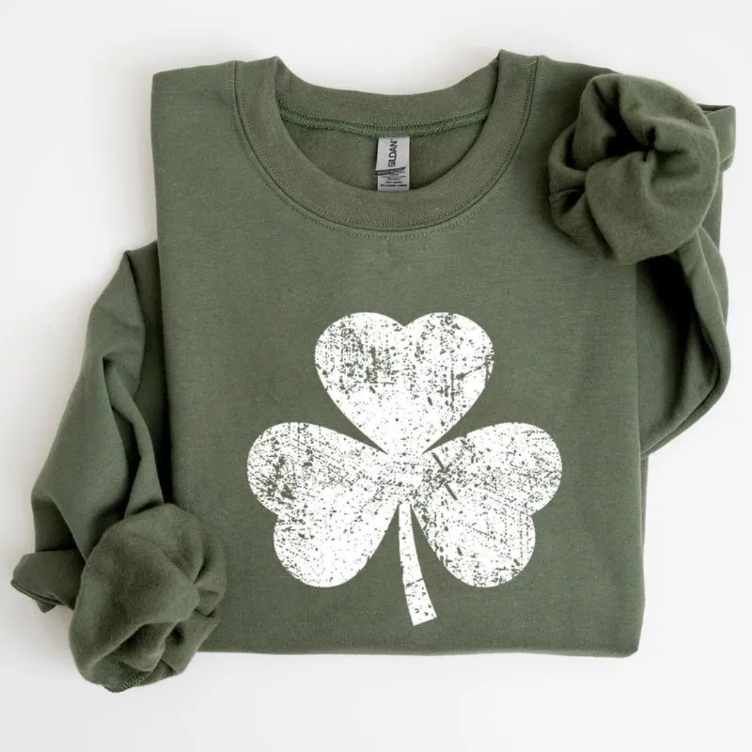 Shamrock St Patrick's Day Sweatshirt - Military Green