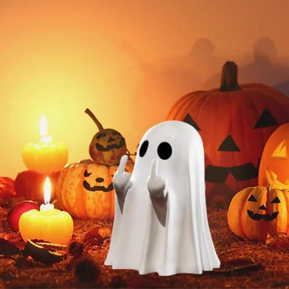 👻 Middle Finger Ghost Figurine – Edgy Halloween Resin Decor