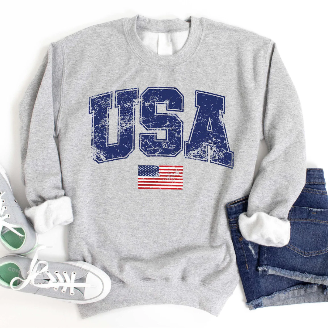 USA 4th of July Sweatshirt - Ash