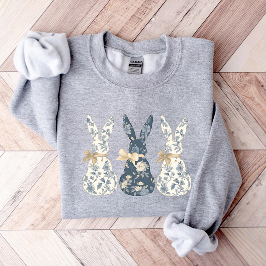 Three Bunnies Easter Sweatshirt - Ash Grey