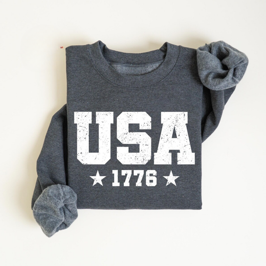 USA 4th of July Sweatshirt - Heather Grey